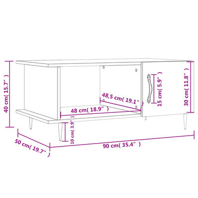 vidaXL Coffee Table Black 90x50x40 cm Engineered Wood