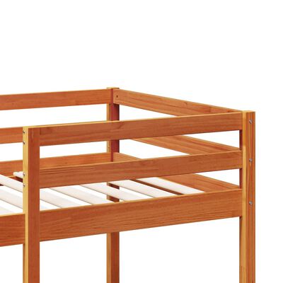 vidaXL Loft Bed Frame without Mattress Wax Brown 75x190cm Solid Wood Pine