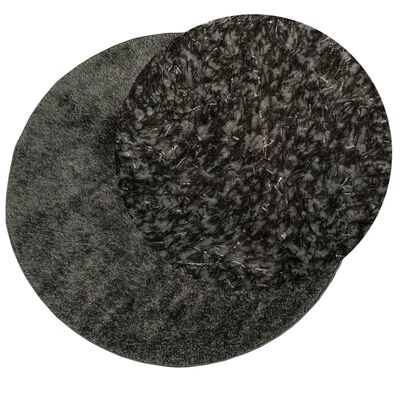 vidaXL Rug ISTAN High Pile Shiny Look Anthracite Ø 120 cm