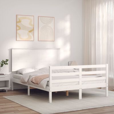 vidaXL Bed Frame without Mattress White Small Double Solid Wood