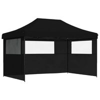 vidaXL Foldable Party Tent Pop-Up with 3 Sidewalls Black