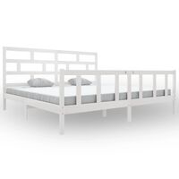 vidaXL Bed Frame without Mattress White Solid Wood 200x200 cm (810103+814215)