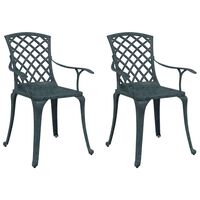 vidaXL Garden Chairs 2 pcs Green Cast Aluminium