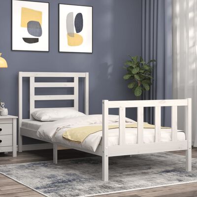 vidaXL Bed Frame without Mattress White 100x200 cm Solid Wood Pine