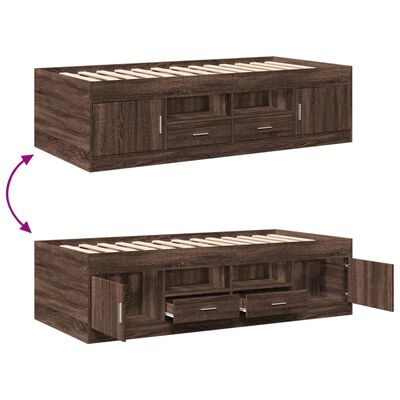 vidaXL Daybed with Drawers without Mattress Brown Oak 90x190 cm Single