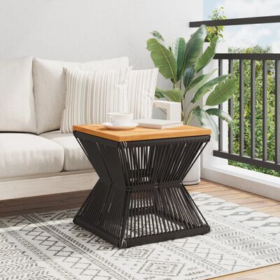 vidaXL Coffee Table with Wire Base Black 38x38x38 cm Solid Wood Acacia