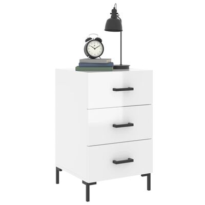 vidaXL Bedside Cabinet High Gloss White 40x40x66 cm Engineered Wood