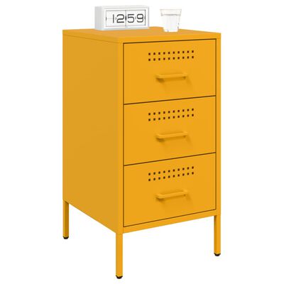 vidaXL Bedside Cabinet Mustard Yellow 36x39x68 cm Steel