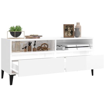 vidaXL TV Cabinet High Gloss White 100x34.5x44.5 cm Engineered Wood