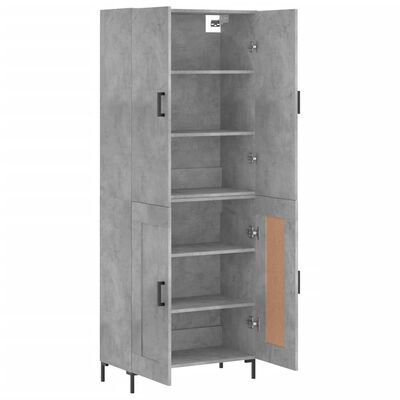 vidaXL Highboard Concrete Grey 69.5x34x180 cm Engineered Wood