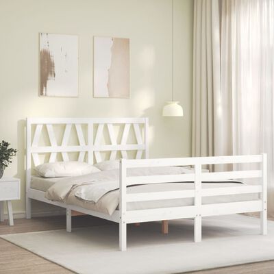 vidaXL Bed Frame without Mattress White 140x200 cm Solid Wood