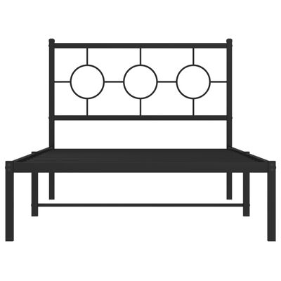 vidaXL Metal Bed Frame without Mattress with Headboard Black 100x190 cm