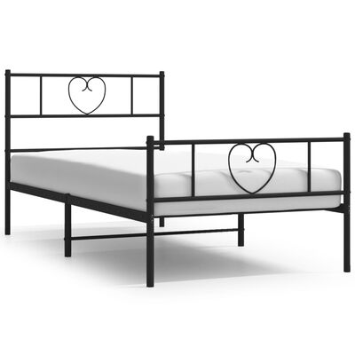 vidaXL Metal Bed Frame without Mattress with Footboard Black 100x200 cm