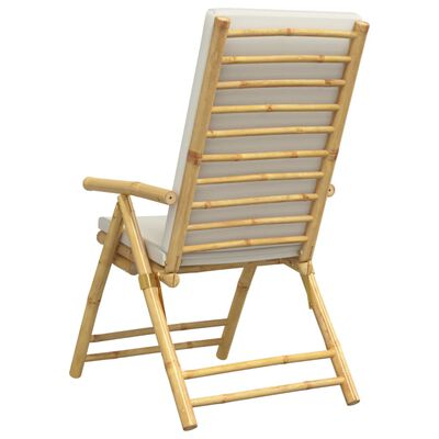 vidaXL 4 Piece Folding Bistro Chairs with Cream White Cushions Bamboo