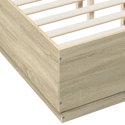 vidaXL Bed Frame with LED without Mattress Sonoma Oak 120x190 cm Small Double