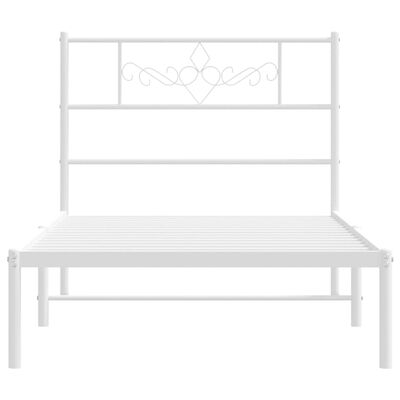 vidaXL Metal Bed Frame without Mattress with Headboard White 100x200 cm