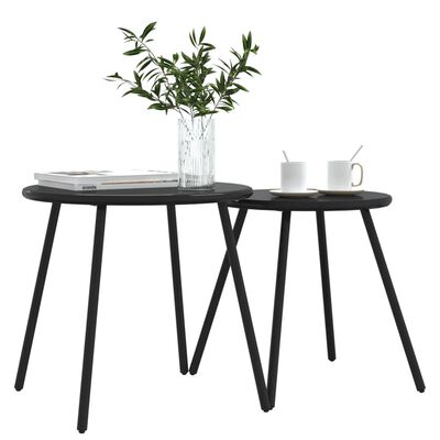 vidaXL Garden Coffee Tables 2 pcs Round Black Powder-coated Steel