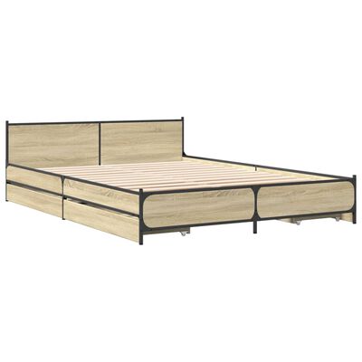 vidaXL Bed Frame with Drawers without Mattress Sonoma Oak 160x200 cm