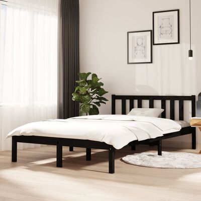 vidaXL Bed Frame without Mattress Black Solid Wood 120x200 cm