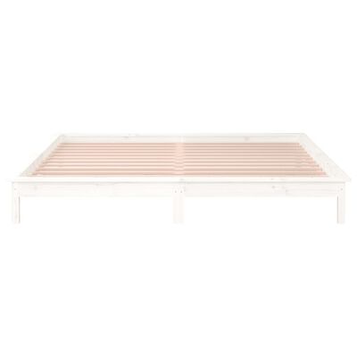 vidaXL LED Bed Frame without Mattress White 140x190 cm Solid Wood