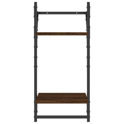 vidaXL 2-Tier Wall Shelves with Bars 2 pcs Brown Oak 30x25x65 cm