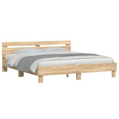 vidaXL Bed Frame with LED without Mattress Sonoma Oak 160x200 cm