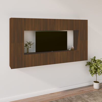 vidaXL 8 Piece TV Cabinet Set Brown Oak Engineered Wood