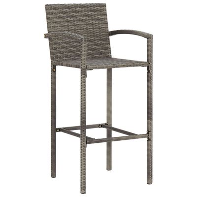 vidaXL 3 Piece Garden Bar Set Grey Solid Wood Acacia and Poly Rattan