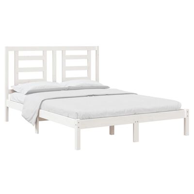 vidaXL Bed Frame without Mattress White 150x200 cm King Size Solid Wood Pine