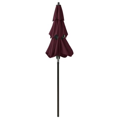 vidaXL 3-Tier Garden Parasol with Aluminium Pole Bordeaux Red 2 m