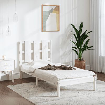 vidaXL Bed Frame without Mattress White 75x190 cm Small Single Solid Wood