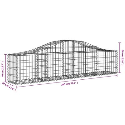 vidaXL Arched Gabion Baskets 7 pcs 200x30x40/60 cm Galvanised Iron