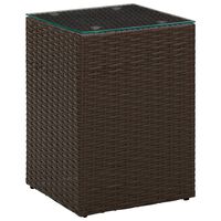 vidaXL Side Table with Glass Top Brown 35x35x52 cm Poly Rattan