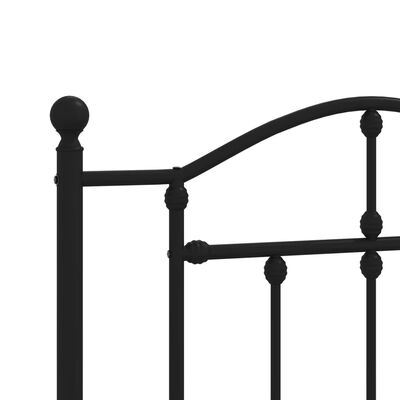 vidaXL Metal Bed Frame without Mattress with Footboard Black 75x190 cm Small Single