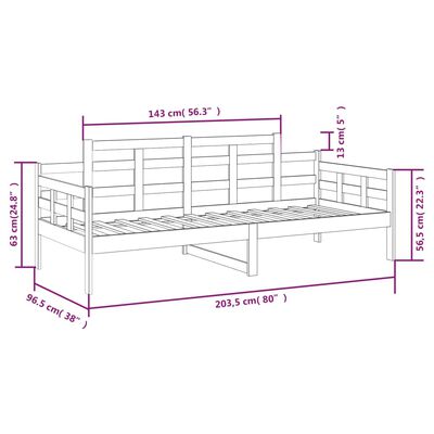 vidaXL Day Bed without Mattress White Solid Wood Pine 90x200 cm