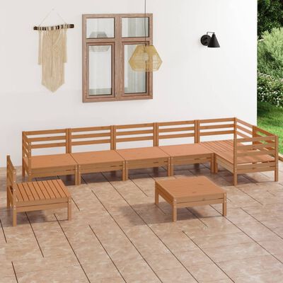 vidaXL 8 Piece Garden Lounge Set Solid Pinewood Honey Brown