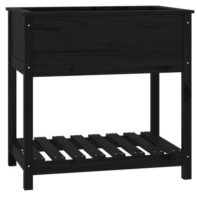 vidaXL Planter with Shelf Black 82.5x54x81 cm Solid Wood Pine