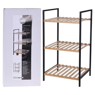 Bathroom Solutions Storage Rack with 3 Shelves Bamboo and Steel