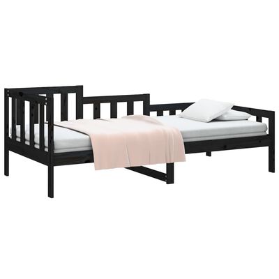 vidaXL Day Bed without Mattress Black 90x200 cm Solid Wood Pine