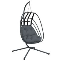 vidaXL Hanging Egg Chair with Stand Anthracite Steel