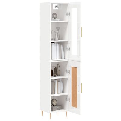 vidaXL Highboard High Gloss White 34.5x34x180 cm Engineered Wood