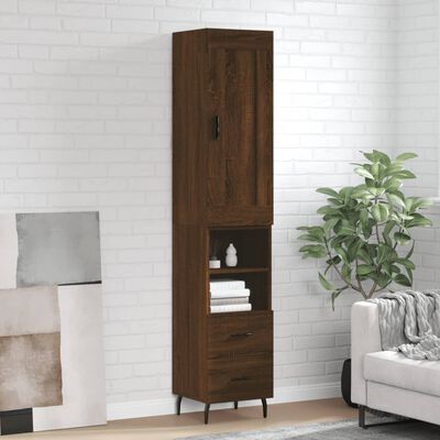 vidaXL Highboard Brown Oak 34.5x34x180 cm Engineered Wood