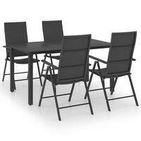 vidaXL 5 Piece Garden Dining Set Black