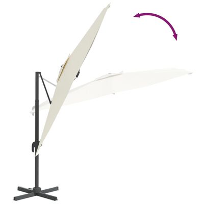 vidaXL Cantilever Garden Parasol with Aluminium Pole Sand White 400x300 cm