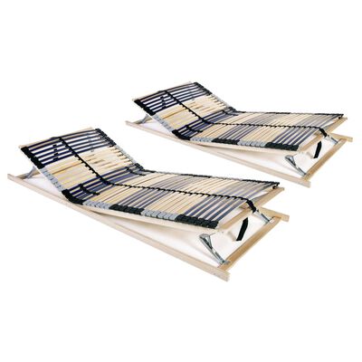 vidaXL Slatted Bed Bases without Mattress 2 pcs with 42 Slats 80x200 cm