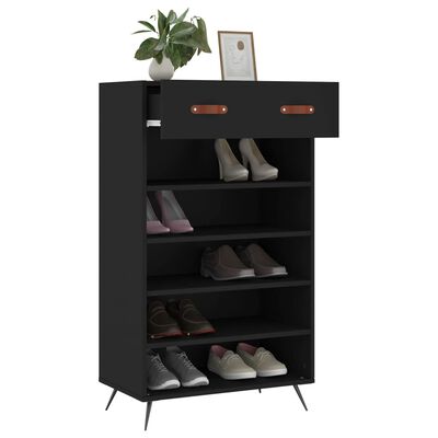 vidaXL Shoe Cabinet Black 60x35x105 cm Engineered Wood