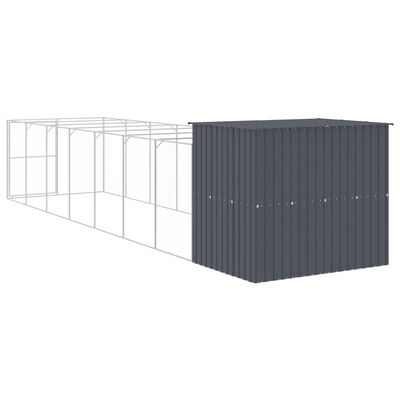 vidaXL Dog House with Run Anthracite 214x865x181 cm Galvanised Steel