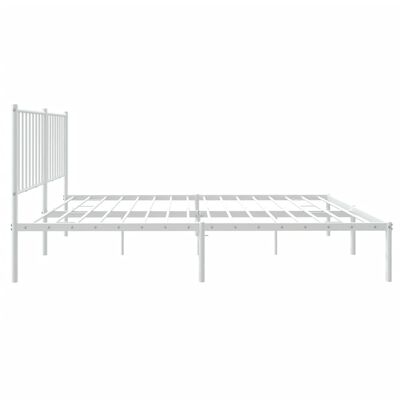 vidaXL Metal Bed Frame without Mattress with Headboard White 135x190 cm Double