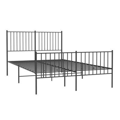 vidaXL Metal Bed Frame without Mattress with Footboard Black 135x190 cm Double