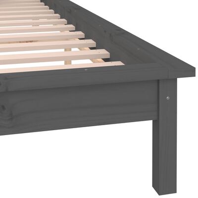 vidaXL LED Bed Frame without Mattress Grey 180x200 cm Super King Solid Wood